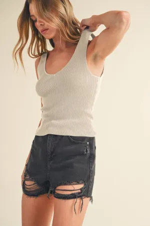Aemi   Co Ribbed Wide Strap Knit Tank