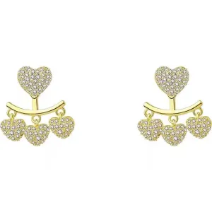 Cubic Zirconia & 18K Gold-Plated Heart Tassel Ear Jackets