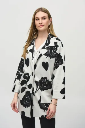 Joseph Ribkoff Off-White/Multi Floral Print Knit Coat Jacket 244099