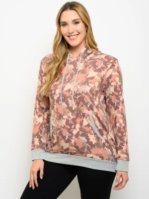 PLUS SIZE MULTI COLOR HOODIE LONG SLEEVE TOP