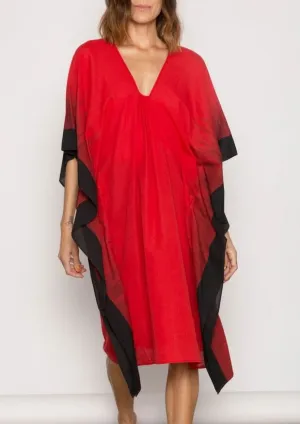 Red Jamdani Caftan