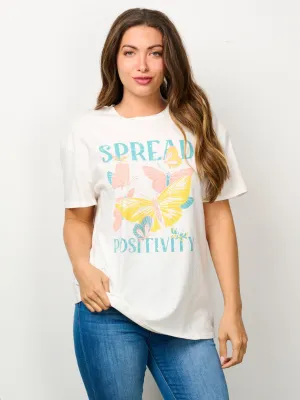 WOMEN'S SHORT SLEEVE GRAPHIC DISTRESSED DETAILED TOP